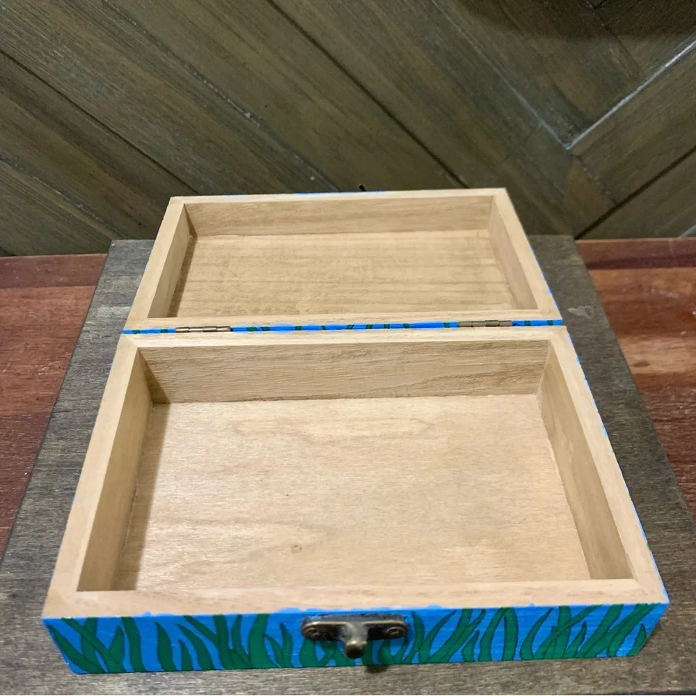 Blooming Rose Blue Wooden Box